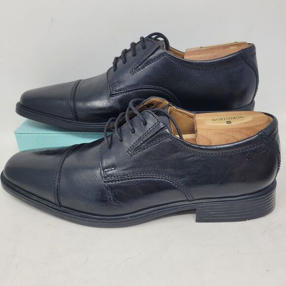 Clarks Tilden Cap Toe Oxford Dress Shoes Mens Sz 8 Black Leather Comfort 99% - Picture 4 of 9